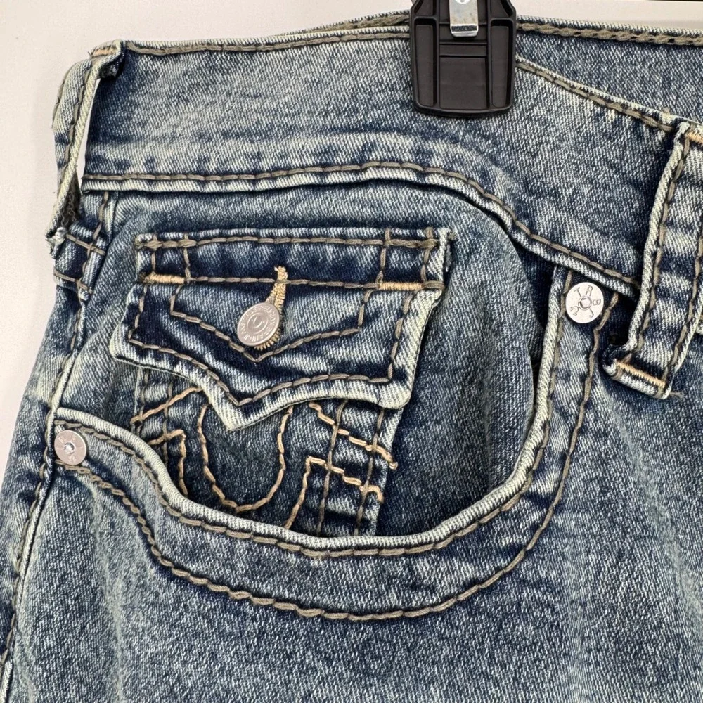 True Religion Geno Big‎ T Flap Slim Jeans Mens Size 40 Medium Melting Wash